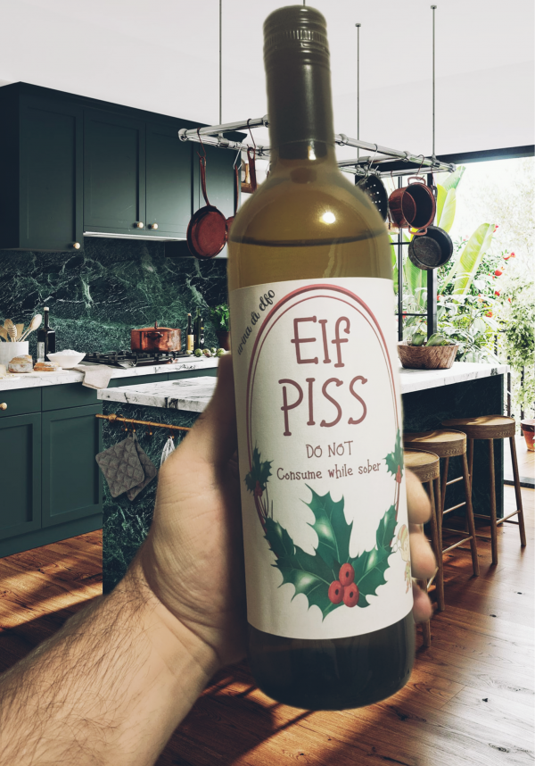 ELF Piss Wine Bottle Labels